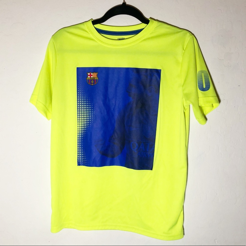 FC Barcelona Messi Graphic Tee Neon Yellow Boys XL